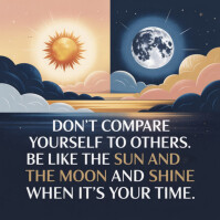 Purple Joyful Sun And Moon Inspirational Quote Template – Don’t Compare Yourself Design Instagram Po