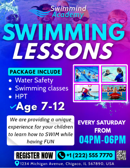 Kids Swimming Class Promotion Template | PosterMyWall