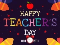 Purple Joyful Teachers Day , Happy Teachers Day Video Flyer Yard Sign template