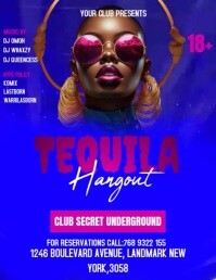 Purple Joyful Tequila Hangout Party Flyer (us Letter) template