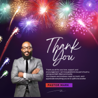 Purple Joyful Thank You Card Square template