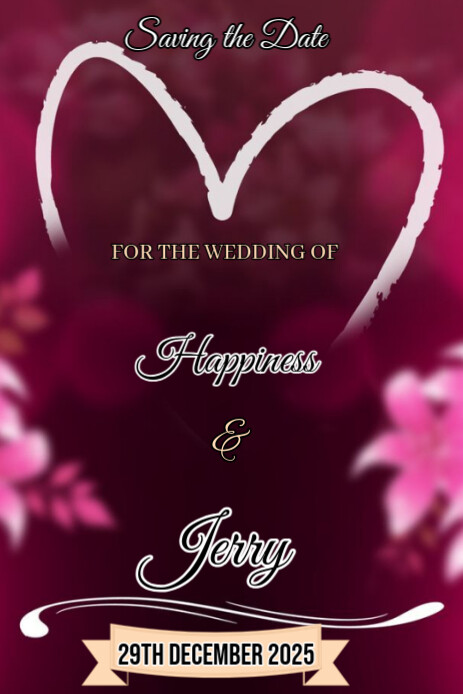 Purple Joyful This Image Is A Elegant And Romantic "save The Date" Announcement For A Wedding. Pinte Графика Pinterest template