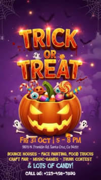 Purple Joyful Trick Or Treths Instagram Story template