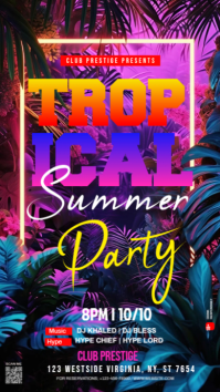Purple Joyful Tropical Summer Party  Instagram Story Instagram-verhaal template