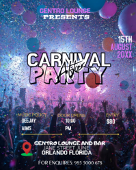 Purple Joyful Vibrant Carnival After Party Instagram Portrait masquerade Poster | Colorful Mask Head template