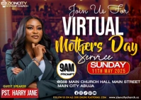 Purple Joyful Virtual  Mother's Day Church Service  Postcard template