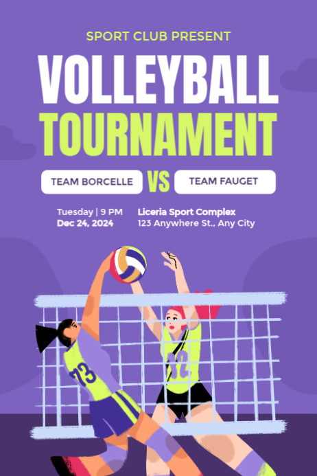 Purple Joyful Volleyball Poster Template | PosterMyWall