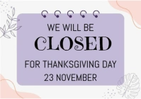 Purple Joyful We Will Be Closed  Postcard Postal template