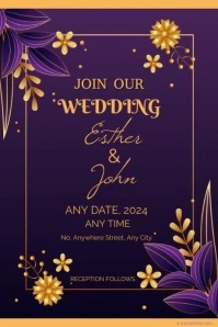 Purple Joyful Wedding Invitation  Tumblr Grap template