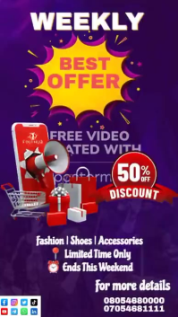 Purple Joyful Weekly Best Offer Instagram Reel Video template