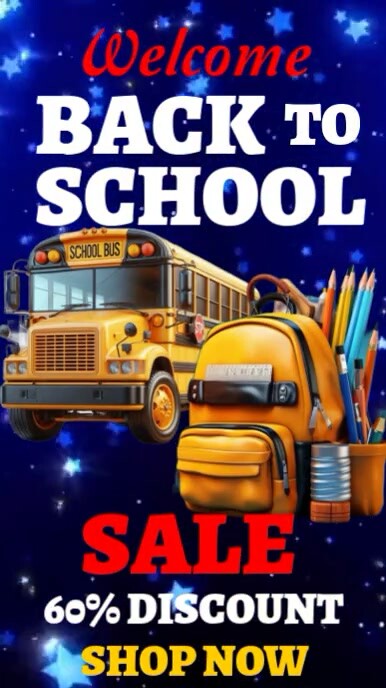 Purple Joyful Welcome Back To School Sale Instagram Reel template