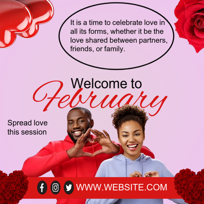 Purple Joyful Welcome February Square (1:1) Template | PosterMyWall