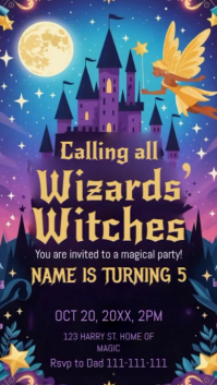 紫色 Magical Birthday Party Ekran reklamowy Template