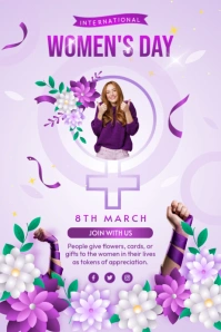 Purple Joyful Womens Day  Poster template