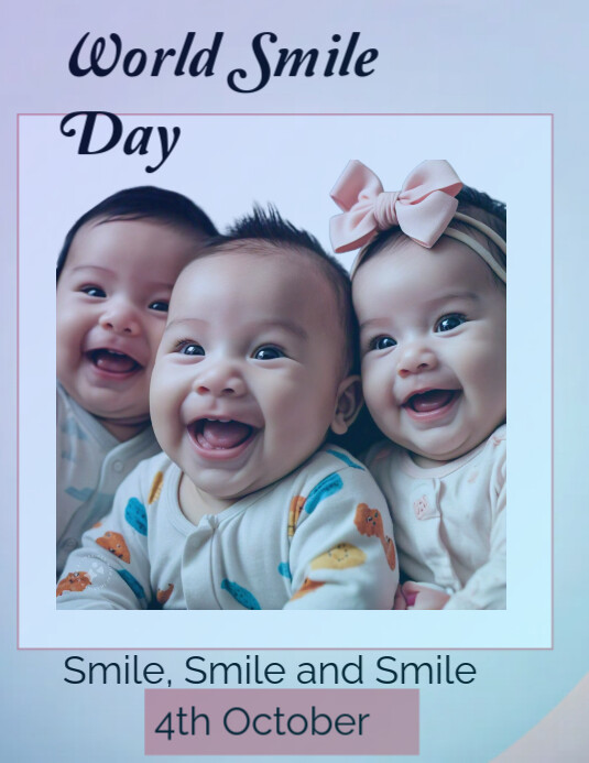 Purple Joyful World Smiling Day Flyer (us Letter) Template | PosterMyWall