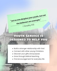 สีม่วง Youth Church Service Instagram Portrait Template - Page 2