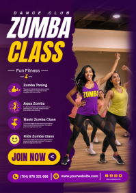 Purple Joyful Zumba Class A4 template