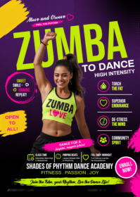 Purple Joyful Zumba Dance Class A6 template