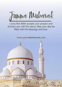 Purple Jumma Mubarak A4 template