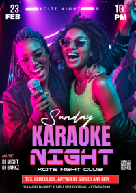 Purple Karaoke Night Event A3 template
