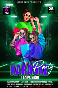 Purple  Karaoke Party Poster template