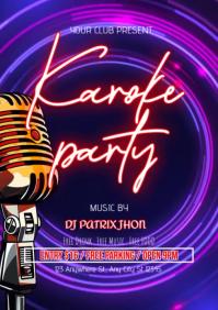 Purple karaoke party video A5 template