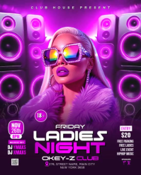 Purple Ladies Night Club Party Instagram Portrait Video template