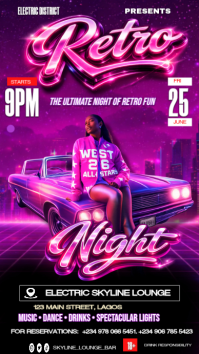Lilla Retro Night Event Digitale display Template
