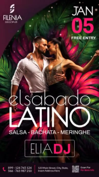 Purple Latin Night Party Ads - Salsa Bachata Party Event Design Instagram Story advertising template