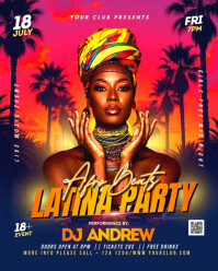 Purple Latin Night Party Flyer Instagram Portrait template
