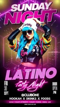 Purple Latin Night Party Video Flyer Instagram Story template