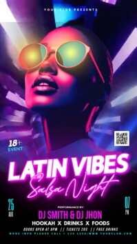 Purple Latin Vibes Party Video Flyer Instagram Story template