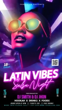 Purple Latin Vibes Party Video Flyer Instagram Story template