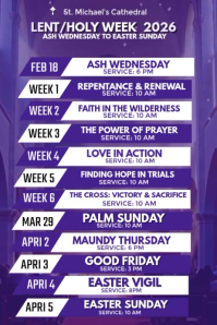 Purple Lent and Holy Week Schedule Poster Video 海报 template