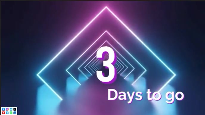 Purple List-based 3days To Go Digital Display (16:9) template