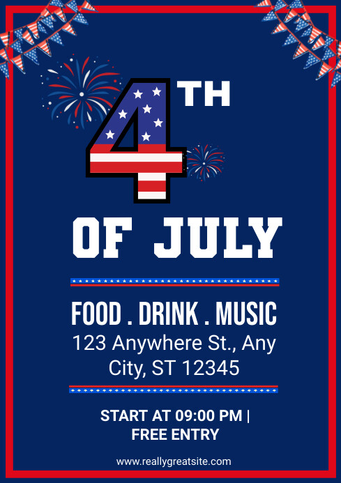 Purple List-based 4th Of July A4 Template | PosterMyWall