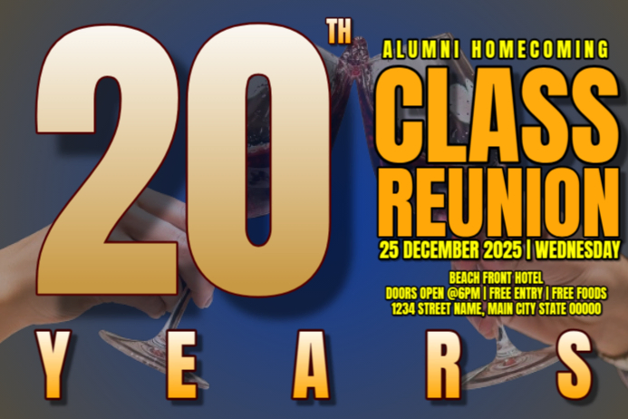 Purple List-based Class Reunion Poster 海报 template