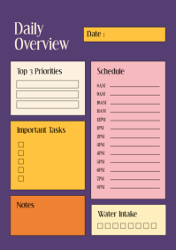 Purple Daily Planner A4 Template - Page 1