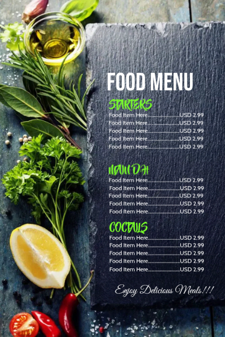 Purple Food Menu Plakkate templaat | PosterMyWall