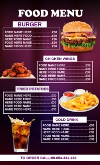 Purple List-based Food Menu Restaurant Us Legal Umthetho we-US template