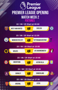 Purple List-based Football Match Fixtures  Half Page Wide Halfbladsy Breed template