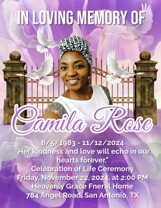 Purple List-based Funeral Flyer, Flyer (us Letter) Template | PosterMyWall