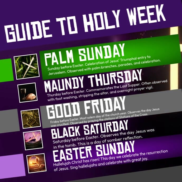 Purple List-based Guide Holy Schedule Instagram Post Instagram-opslag template