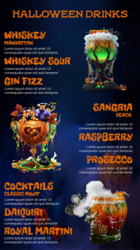 Purple List-based Halloween Drinks Menu  Digital Display (9:16) template