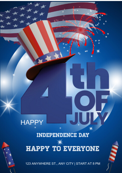 Purple List-based Happy Independence Post A4 template