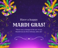 Purple List-based Happy Mardi Gras  Medium Rectangle template