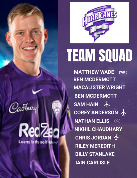 Purple List-based Hobart Hurricanes Team Squa Flyer (US Letter) template