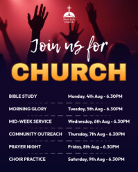 Purple List-based Join Our Church Midweek Weekly Services Order Of Services Instagram Portrait template