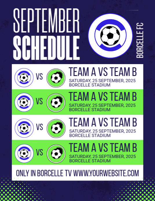 Purple List-based Match Schedule Flyer (us Letter) template
