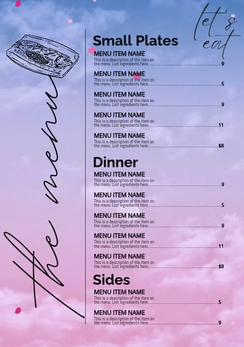 Purple List-based Menu Video A2 template